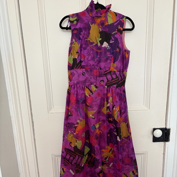 Hippy Style Long Dress with French Writing Size Medium by Nu-Mode - Picture 2 of 10